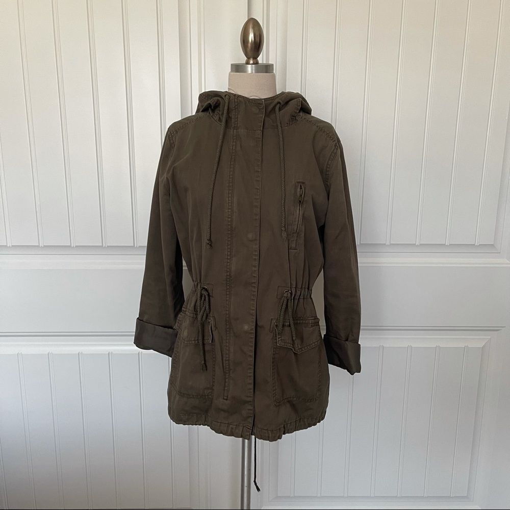 Forever 21 Army Green Hooded Utility Jacket - Picture 2 of 8